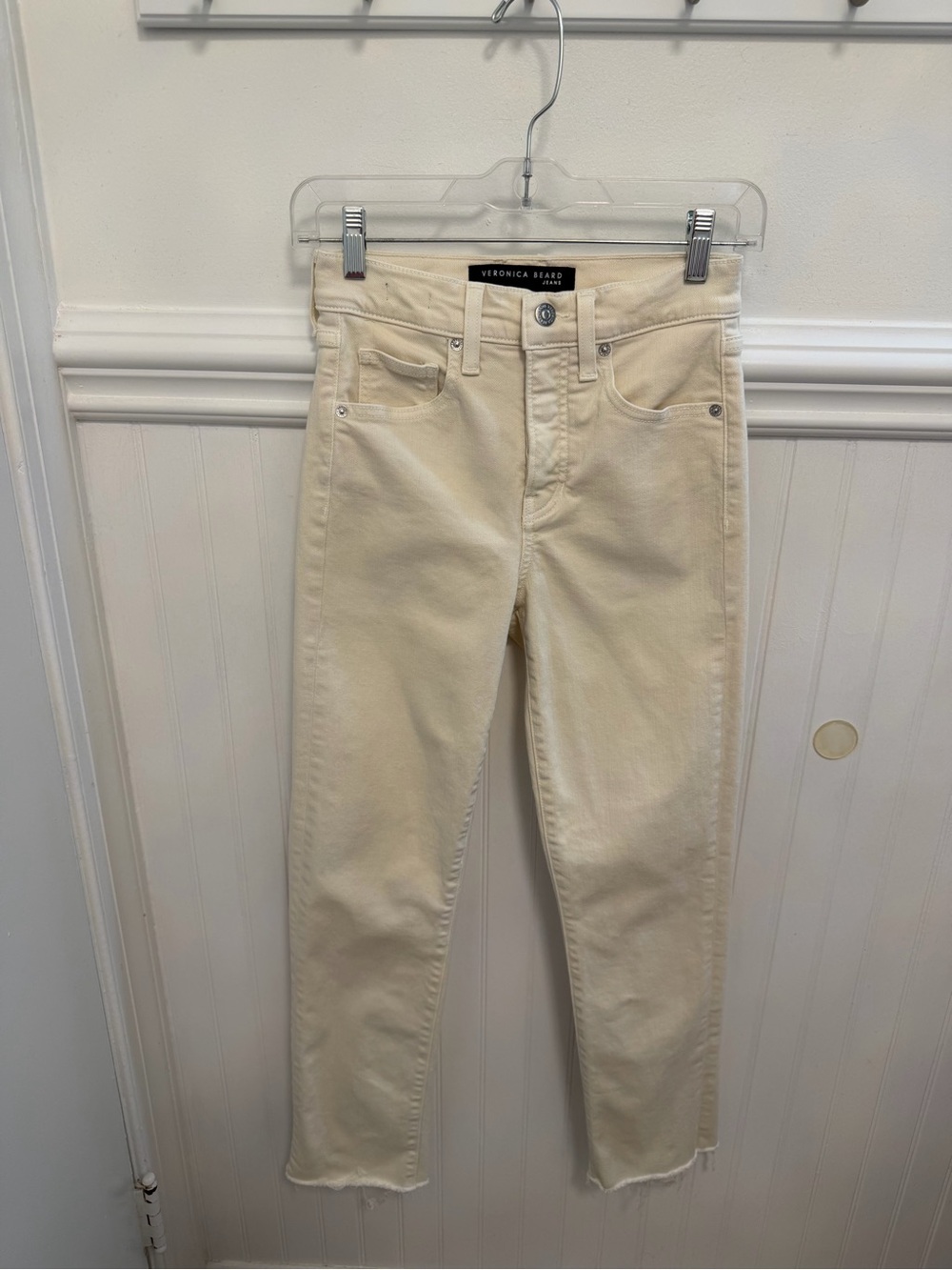 Veronica Beard Cream Straight-Leg Jeans